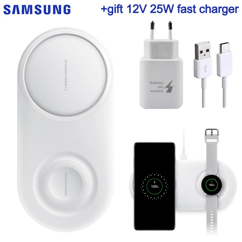 Быстрое беспроводное зарядное устройство QI Dual Pad EP-P5200 для samsung Galaxy Note8 Note9 Watch gear S2 huawei Mate20 Pro Xiaomi 9 Iphone XR Max