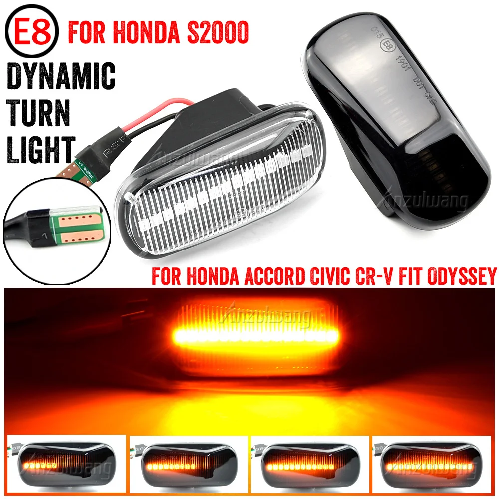 

For HONDA Prelude CRX S2000 Integra Fit Del Sol Acura Civic Led Dynamic Side Marker Turn Signal Light Sequential Blinker Light