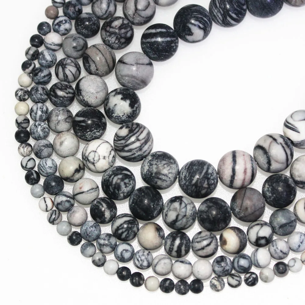 

Оптовая продажа, бусины из натурального камня черного цвета в полоску зебры, круглые бусины для рукоделия, изготовления ювелирных изделий 4,...