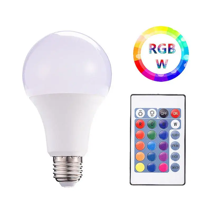 

1PCS E27 Remote Control Led Bulb 3W/5W/10W/15W Magic Bulb Changeable Colorful RGB W Dimmable LED Lamp With IR Remote Control
