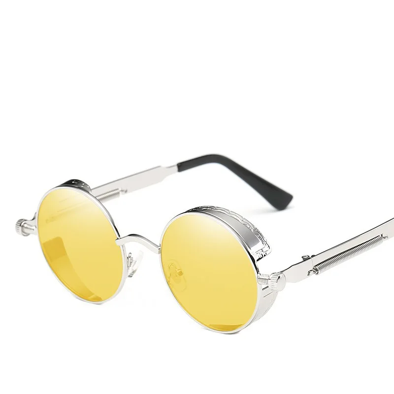 

2021 Fashion Vintage Round Metal Sunglasses Steampunk For Women Men Glasses Retro Brand Designer Sun Glasses UV400 Oculos De Sol