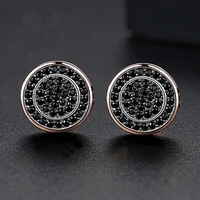 funmode trendy black full cubic zirconia pave round piercing stud earrings for men hip hop jewelry brincos wholesale fe214
