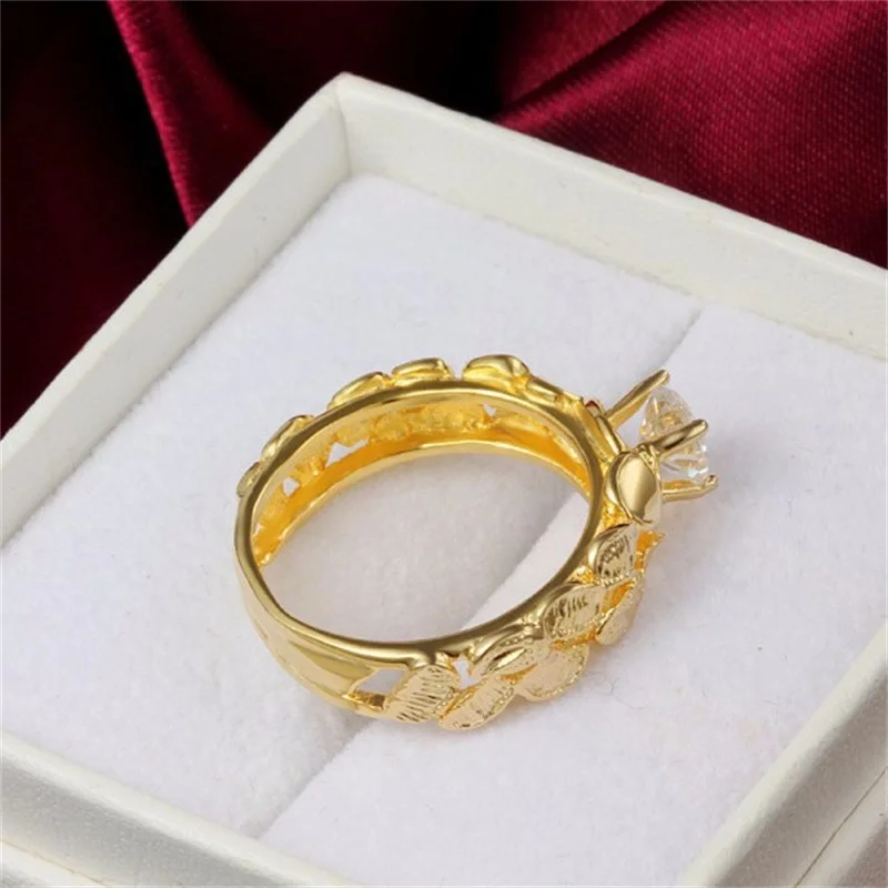 YHAMNI, модное, шикарное, 1 карат, CZ, циркон, обручальное кольцо, чистое золото, заполнено, новые трендовые обручальные кольца для женщин, хорошее ювелирное изделие YR285