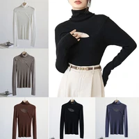 fall spring knitted clothing turtleneck sweater for women shirt fashion sexy hollow out tops cool girl winter bottoming shirt