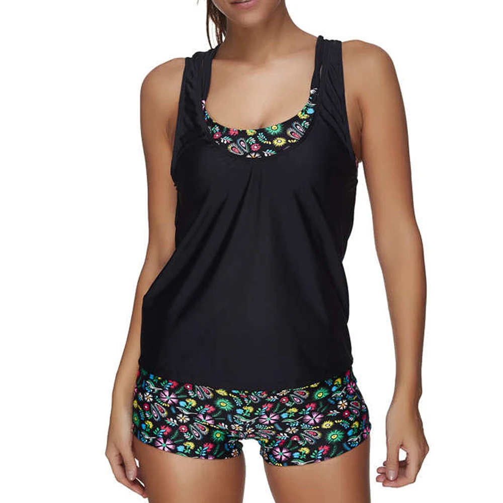 2019 бикини из двух частей шорты Танкини женский купальник с цветочным принтом