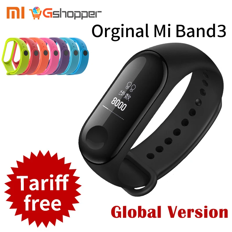 Фитнес браслет Xiaomi Mi Band 3 фирменный трекер сердечного ритма дисплей OLED 0 78 дюйма