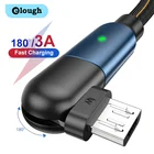 Вращающийся на 180 градусов Micro USB кабель Elough 3A, кабель для быстрой зарядки телефона, провод QC3.0 QC 3, кабель для Samsung, Xiaomi, Redmi, кабель для передачи данных Android