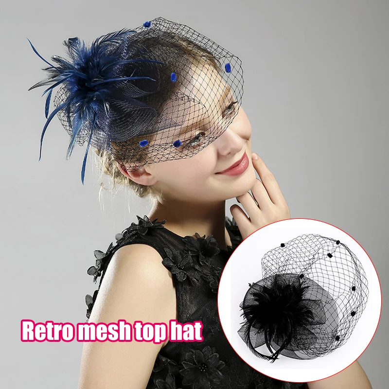 

Newly Hair Accessory For Women Girls Elegant Women Hair Accessories Headwear Black/Blue Fashion Ladies Party Headwear With Veil