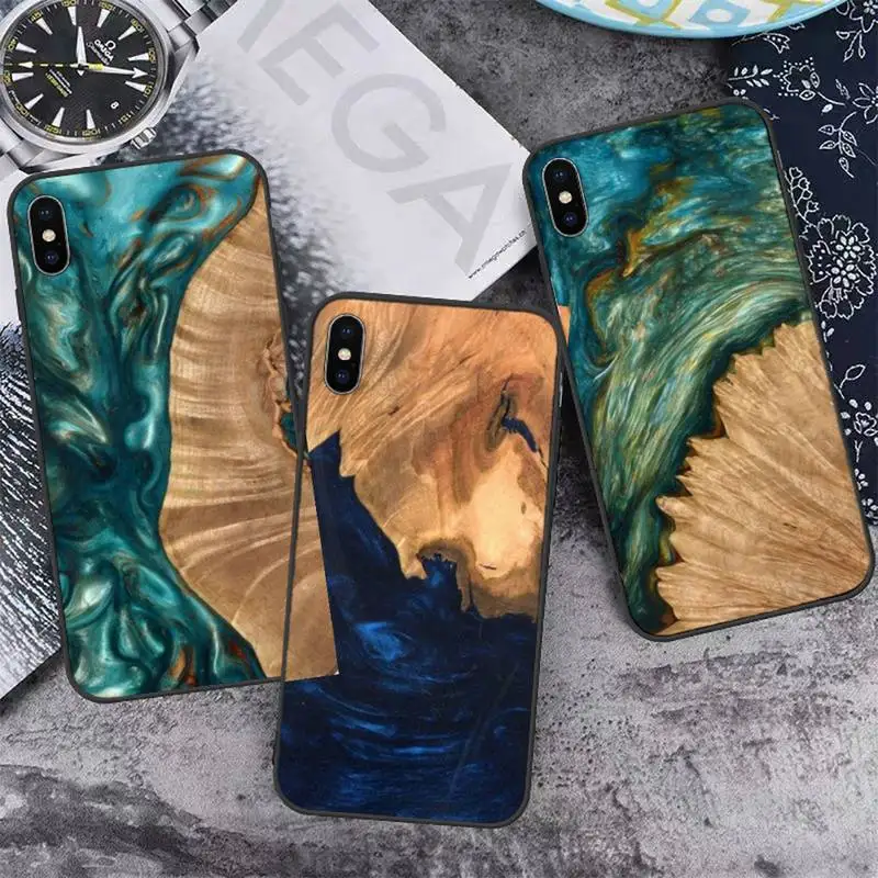 

Traveler Protective Wood Resin art Phone Case for iPhone 11 12 13 pro XS MAX 8 7 6 6S Plus X 5S SE 2020 XR mini