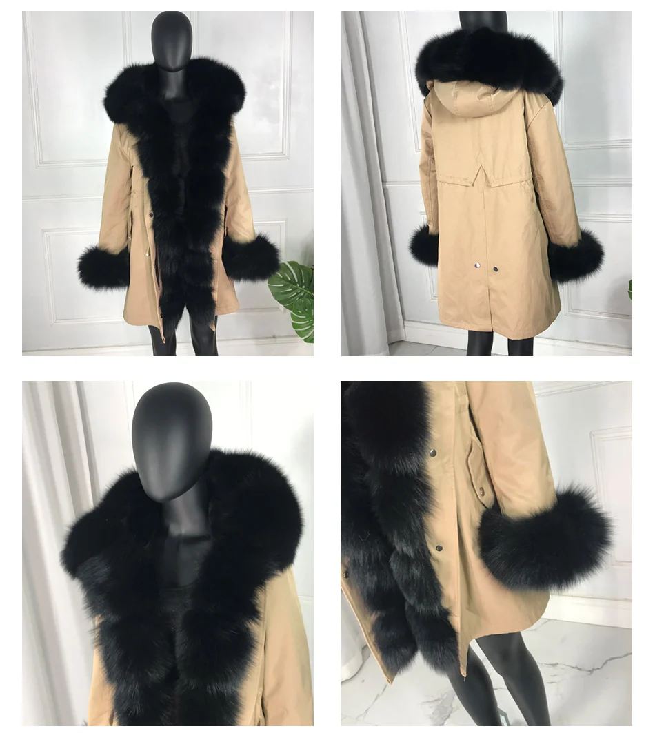 Новые чернобурки меховой парка пальто женские трикотажные silver fox меховой подкладке парки Черный зимой толстые Настоящее пальто с мехом теплые женские верхняя одежда