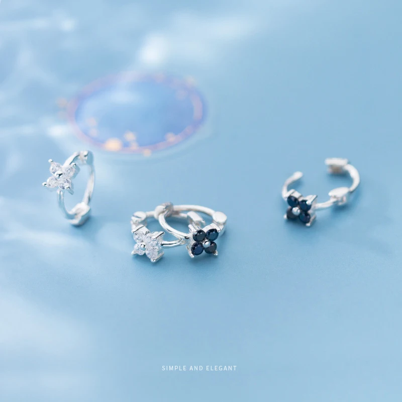 Modian Искрящийся черный циркон цветы кольца в виде капель с кристаллами форме