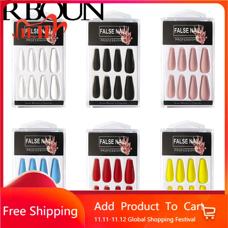 

tipsy fake nails art tips press with glue designs coffin stick clear Detachable display set full Decoration cover artificial box