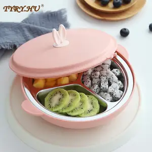 Детская изоляционная тарелка из нержавеющей стали, Нескользящая силиконовая тарелка для кормления, посуда для экологически чистого кормления