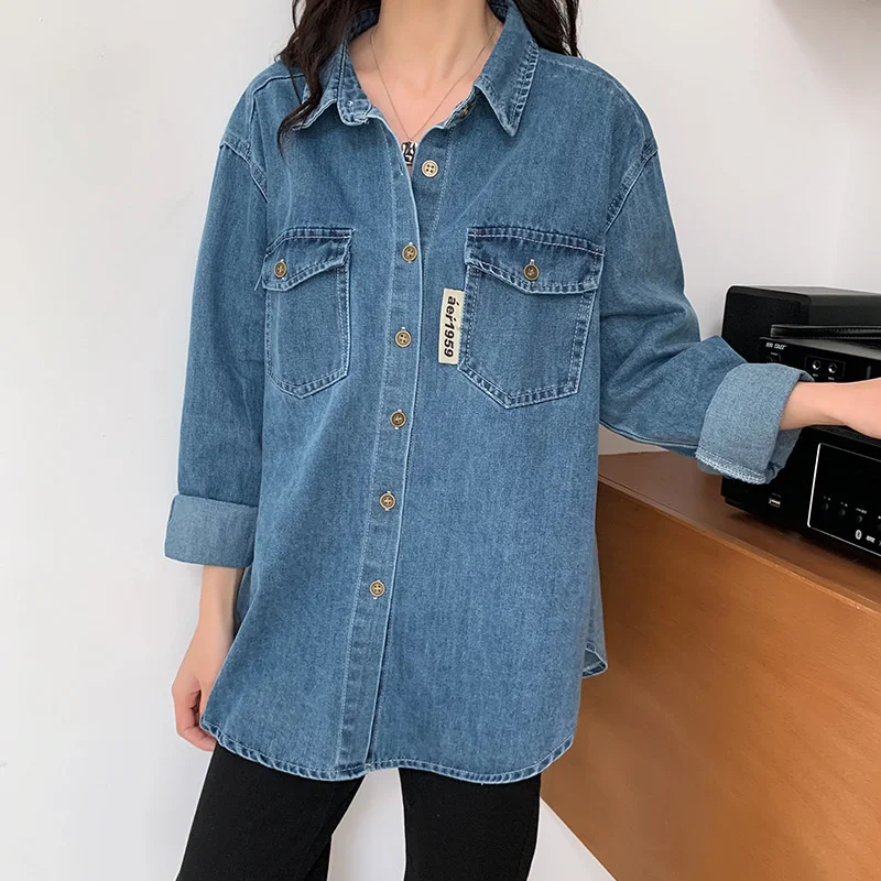 

Denim Jacket Women Jeans Shirts Coat Spring Autumn Casual Jacket Corduroy Outwear High Quality 2021 New Female Top abrigos denim