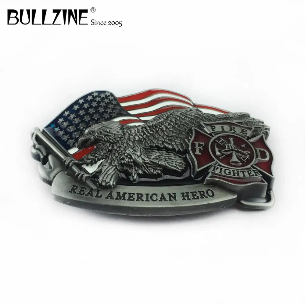 Bullzine оптовая продажа цинковый сплав пряжка пожарного отдела Оловянная отделка FP