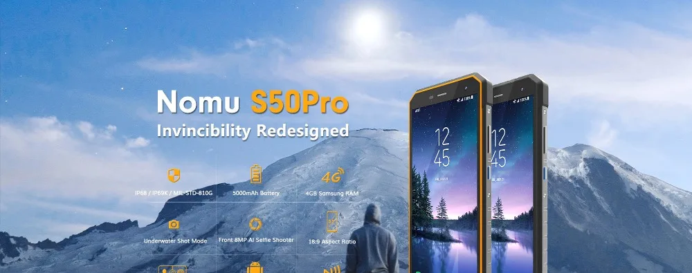 Nomu S50 Pro IP68 водонепроницаемый смартфон Android 8,1 5,7" HD MTK6763 Восьмиядерный 8MP+ 16MP NFC отпечаток пальца+ лицо ID 4G мобильные телефоны
