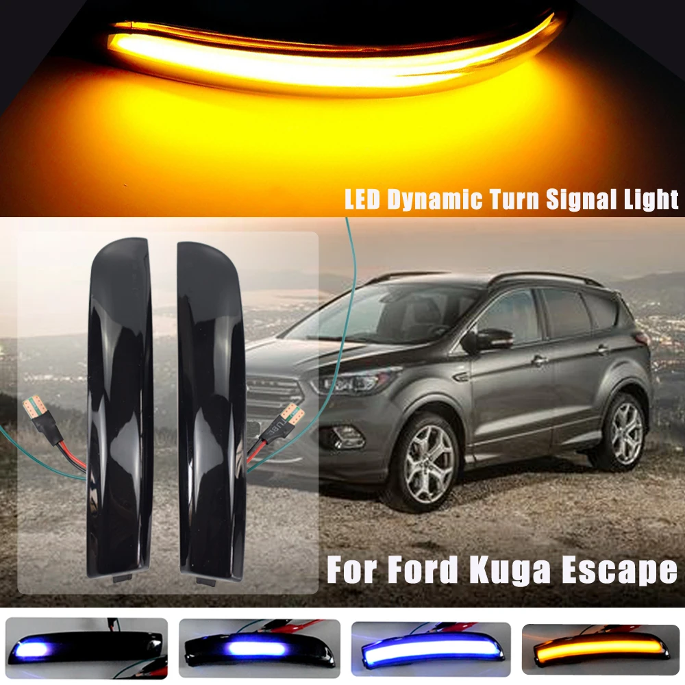 

2pcs LED Dynamic Turn Signal Light Car Rear View Mirror LED Indicator Blinker For Ford Escape Kuga EcoSport 2013-2018
