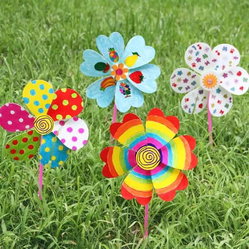 

8pcs Blank Windmills Child DIY Painting Graffiti Painting Toys (Mixed Style)