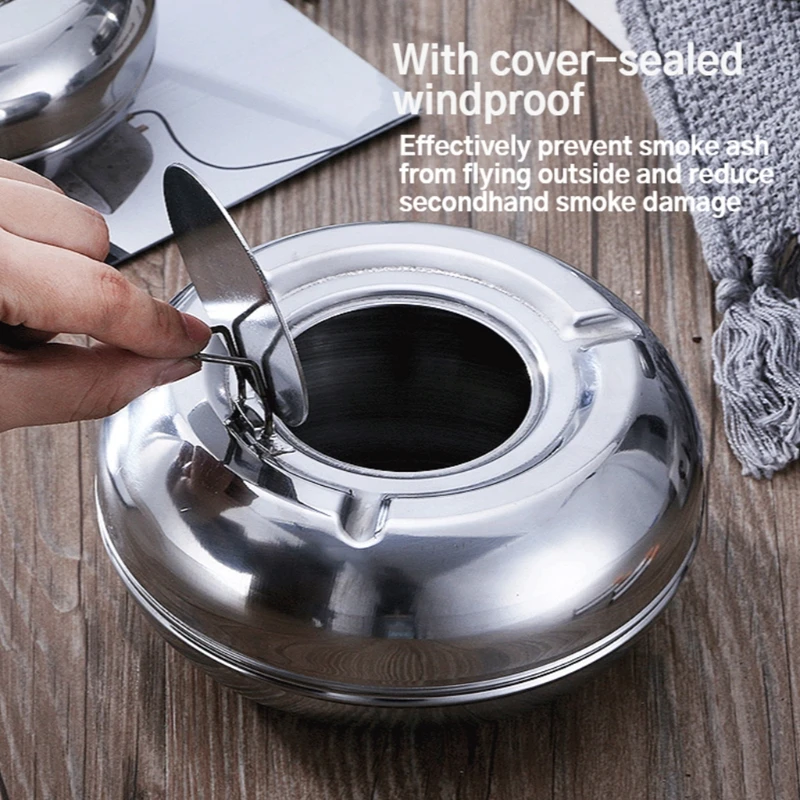 Ashtray Stainless Steel Simple Modern Outdoor Cigarettes Tray for Patio Tabletop Office Home Bedroom Yard Decoration Gifts F19B | Дом и сад