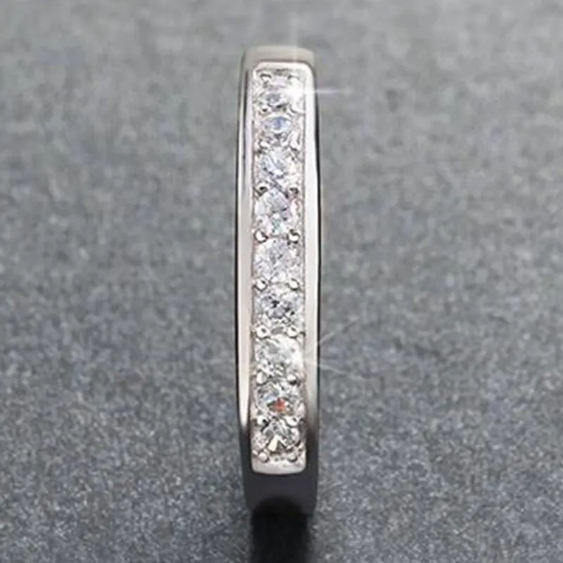 Fashion White Gold Color  Bridal Wedding Jewelry AAA Zircon Birthstone Finger Ring Fashion Single Round Rings For Women