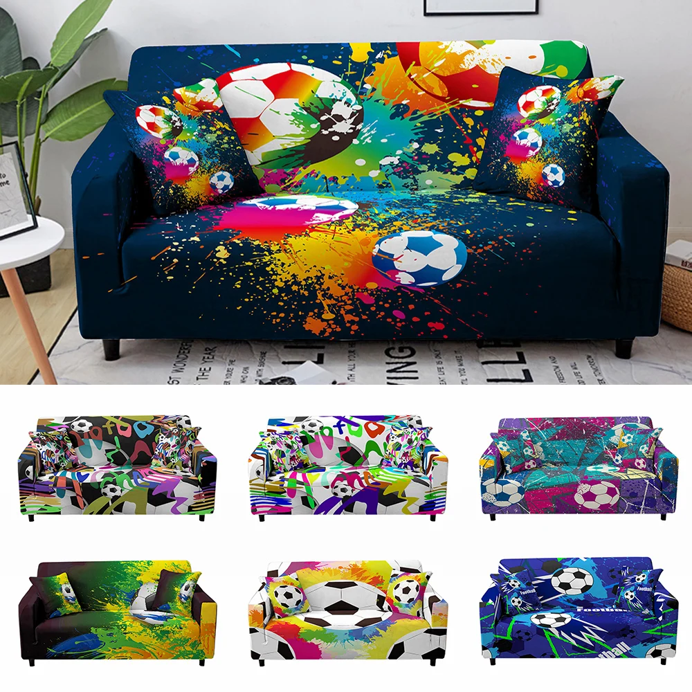 

Colorful Football Pattern Elastic Sofa Cover Sectional Slipcovers for Living Room Spandex Stretch Couch Cover 1/2/3/4 Seaters