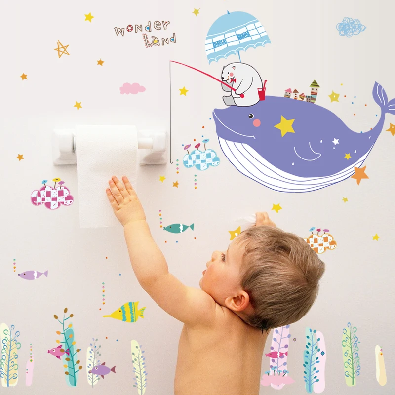 Морской мир Кит наклейки на стену большой медведь декор для рыбалки красивые