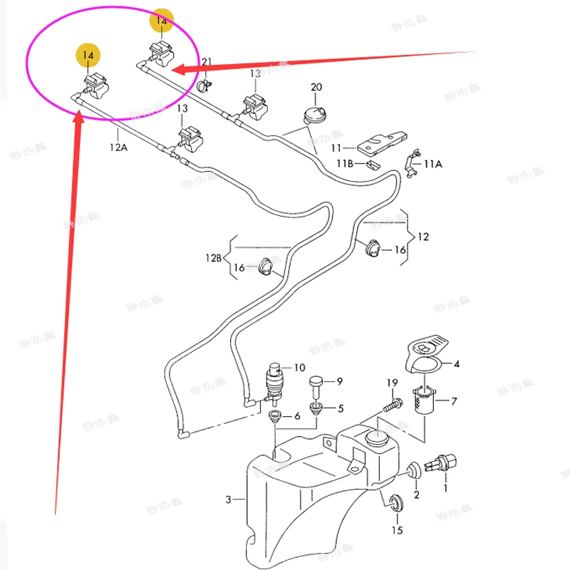 4B0955988 насадка на сопло лобового стекла для очистки сопла 4B0 955 988 Audi A6c5 1998