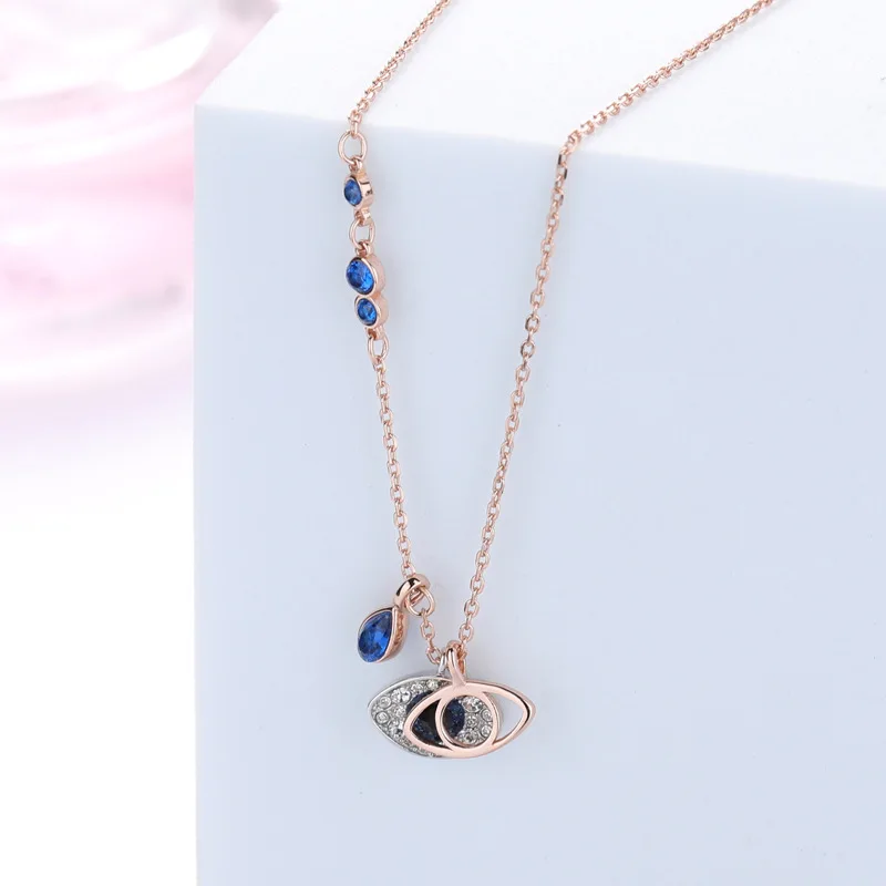 

S925 sterling silver necklace with female magic eye collarbone necklace pendant chain stylish popular logo jewelry