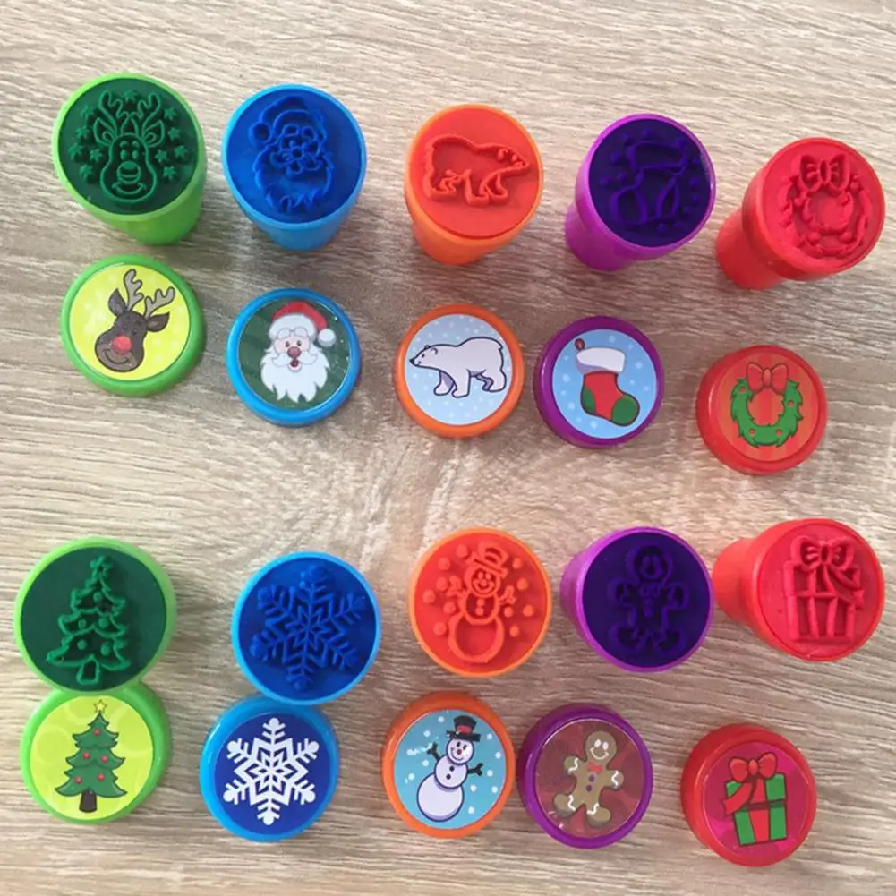 

10pcs/Set Children Toy Stamps Cartoon Animals Fruits Traffic Smile Kids Seal For Scrapbooking Stamper DIY cartoon stamper Toys