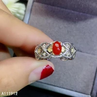 kjjeaxcmy fine jewelry natural red coral 925 sterling silver new women gemstone ring support test fashion
