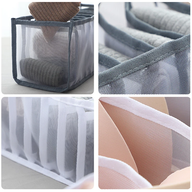 

3 Pieces Set Home Underwear Storage Box Foldable Partitioned Sock Bra Organizer Storage Bags Drawers Classification Storage Case