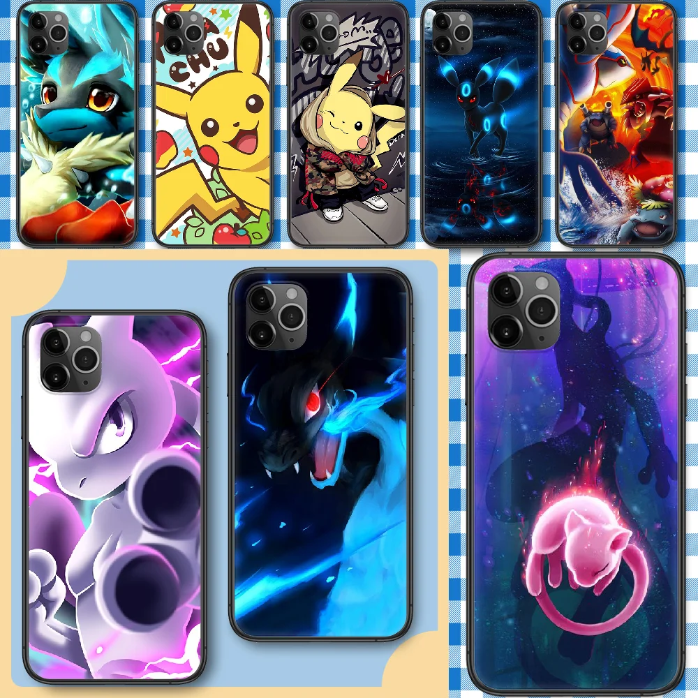 

Cute P-Pokemones Cartoon Phone Case For iphone 5 5S SE 2 6 6S 7 8 11 12 Mini Plus X XS XR Pro Max black art coque luxury back