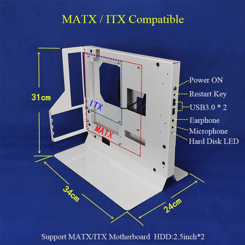 Портативный мини чехол для материнской платы MATX настольный сделай сам с открытым