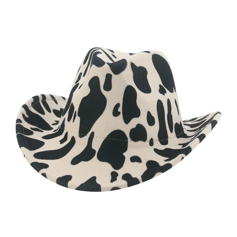 

Cowboy Hat Man Hat Western Cowboy Cowgril Panama Wide Brim Cow Pattern Jazz Fashionable Casual Fedoras Felt Women Hat Casquette