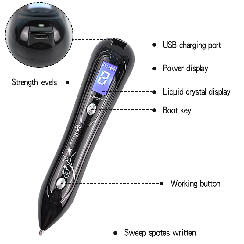 Лазерная ручка для удаления веснушек портативная плазменная с 8 режимами черных