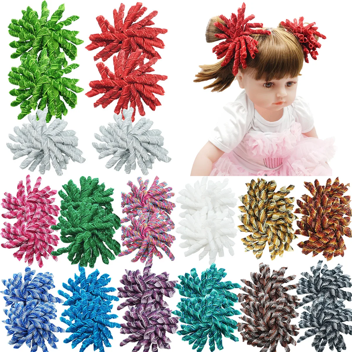 

Бант для волос Korker детский с блестками, 15 пар, 30 шт.