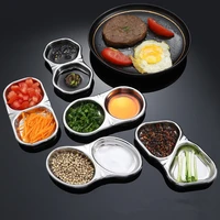 stainless steel grid seasoning dish small sushi sauce plate soy hot pot dipping bowl vinegar appetizer tray kitchen utensils
