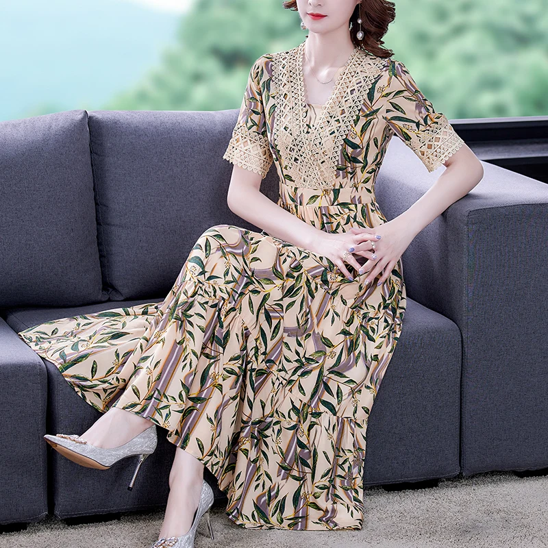 Женское винтажное платье в стиле бохо Розовое Шифоновое кружевное Пляжное