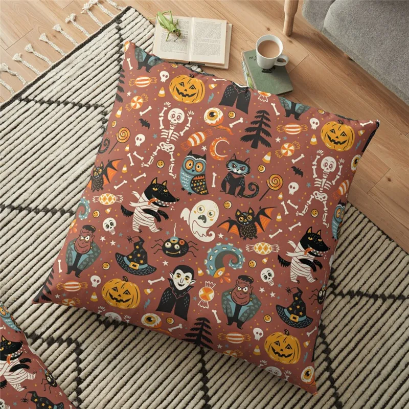 

Merry christmas cushion Cover Happy Halloween Floor Printed 45*45cm Christmas Pillowcase Gifts Xmas Cushion Decorative for home