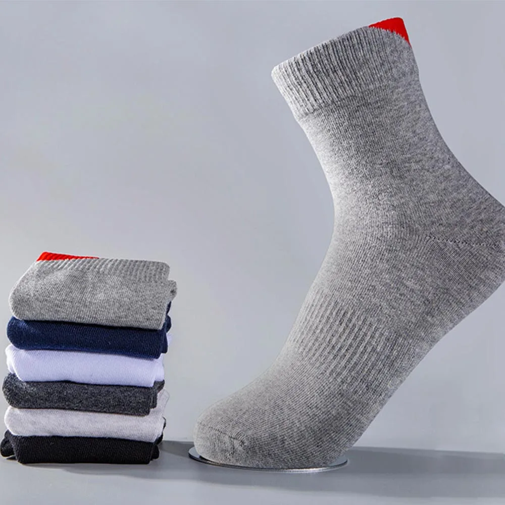 Осенне зимние однотонные теплые носки спортивные хлопчатобумажные мужские
