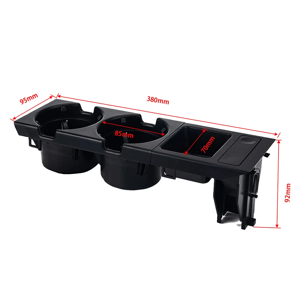 

Black Double Hole Car Vehicle Front Center Console Storage Box Coin + Cup Holder for BMW 323i 323Ci 325i 325Ci 325Xi 328i 328Ci