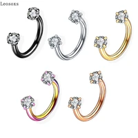 leosoxs 2 piece stainless steel ear studs c shaped nose studs explosion piercing jewelry european and american earrings studs