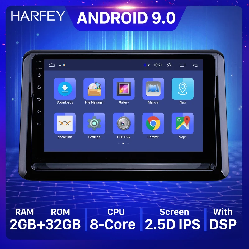 

Harfey Android 9.0 Car Multimedia player 9 inch for 2014 Toyota Noah with WIFI HD Touchscreen GPS radio support DVR Carplay DAB+