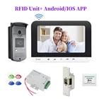 Проводной дверной видеозвонок с Wi-Fi, система связи, металлическая RFID-камера, поддержка приложения, Удаленная разблокировка, для домашнего контроля доступа, 7 дюймов