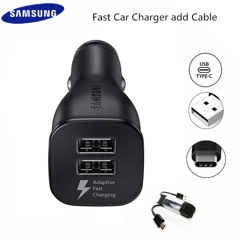 Samsung Car Charger Dual USB Adaptive Fast Adapter Micro/Type C Cable For Galaxy S6 S7 S8 S9 S10 Note 10 Plus A70 A50 9 8 5 | Мобильные