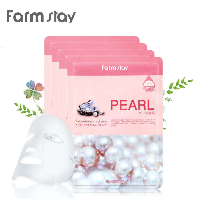 Корейская косметика Farm Stay pearl маска для отбеливания кожи скрасить питательное лицо эластичная маска, антивозрастной питательный Шелковая Маска