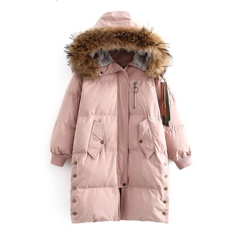 

Winter Women Jacket Thick Warm Hooded zipper Down Cotton Parkas Female Korean Loose Mid-length Cotton Coat Outwear Coats T373