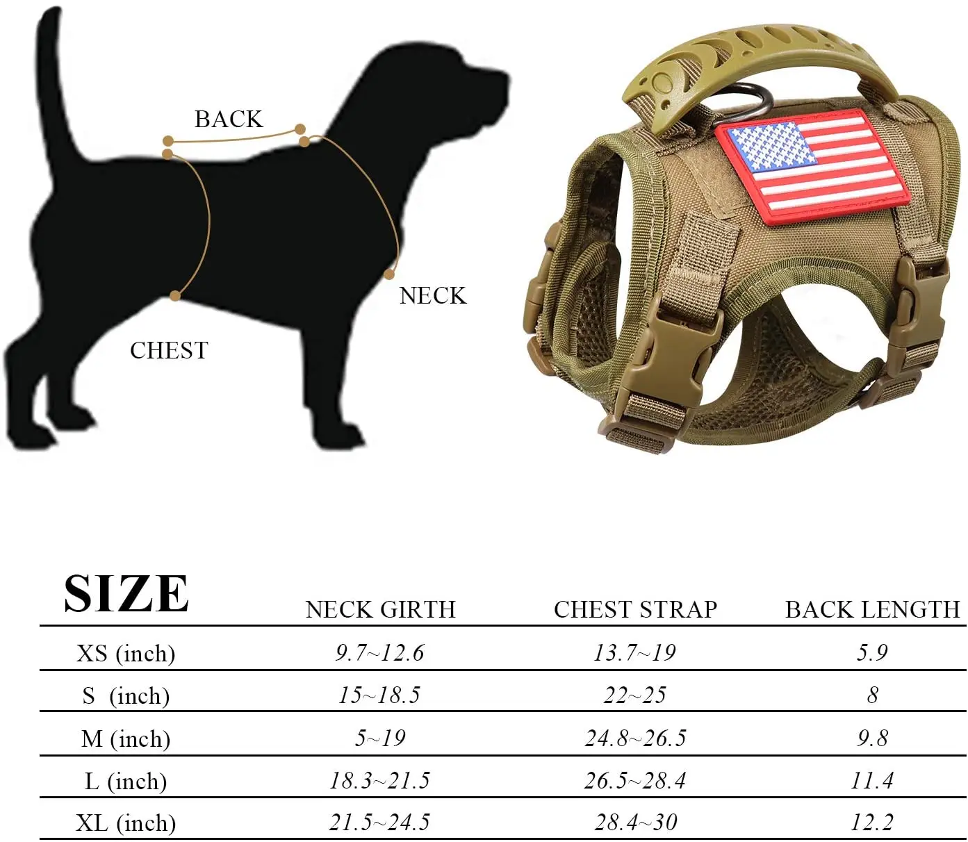 

Tactical Service Dog Harness Vest,K9 Adjustable Military Working Harness Water-Resistant Comfortable Training MOLLE Dog
