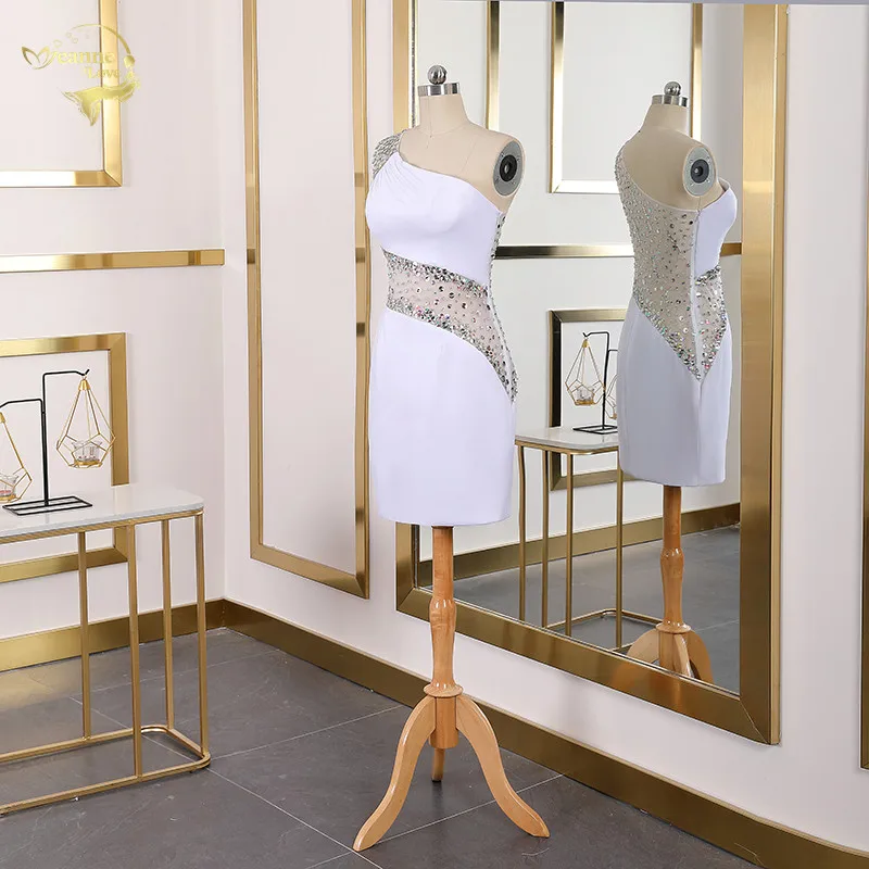 Vestidos de coctel иллюзионное сексуальное коктейльное платье со стразами 2020 на одно