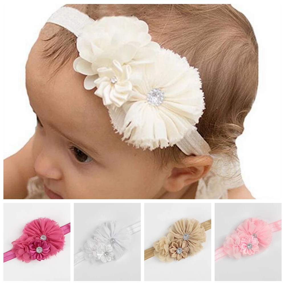 Винтажное платье головной убор с потрепанным цветком для новорожденных из